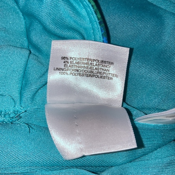 Black Label by Evan-Picone Crossover Stretchy Blue/Green Dress sz 2 NWT - Picture 7 of 7